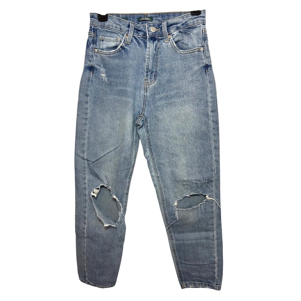 Wild Fable Women’s Jeans 0 Blue High Rise Distressed Tapered 5-Pocket Y2K Loops